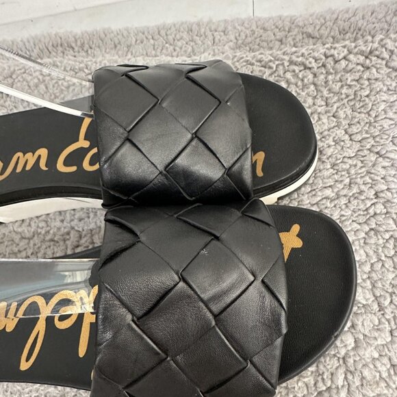 Sam Edelman Shoes Womens Size 8.5 Black Woven Leather Platform Slide Sandals - Picture 5 of 11